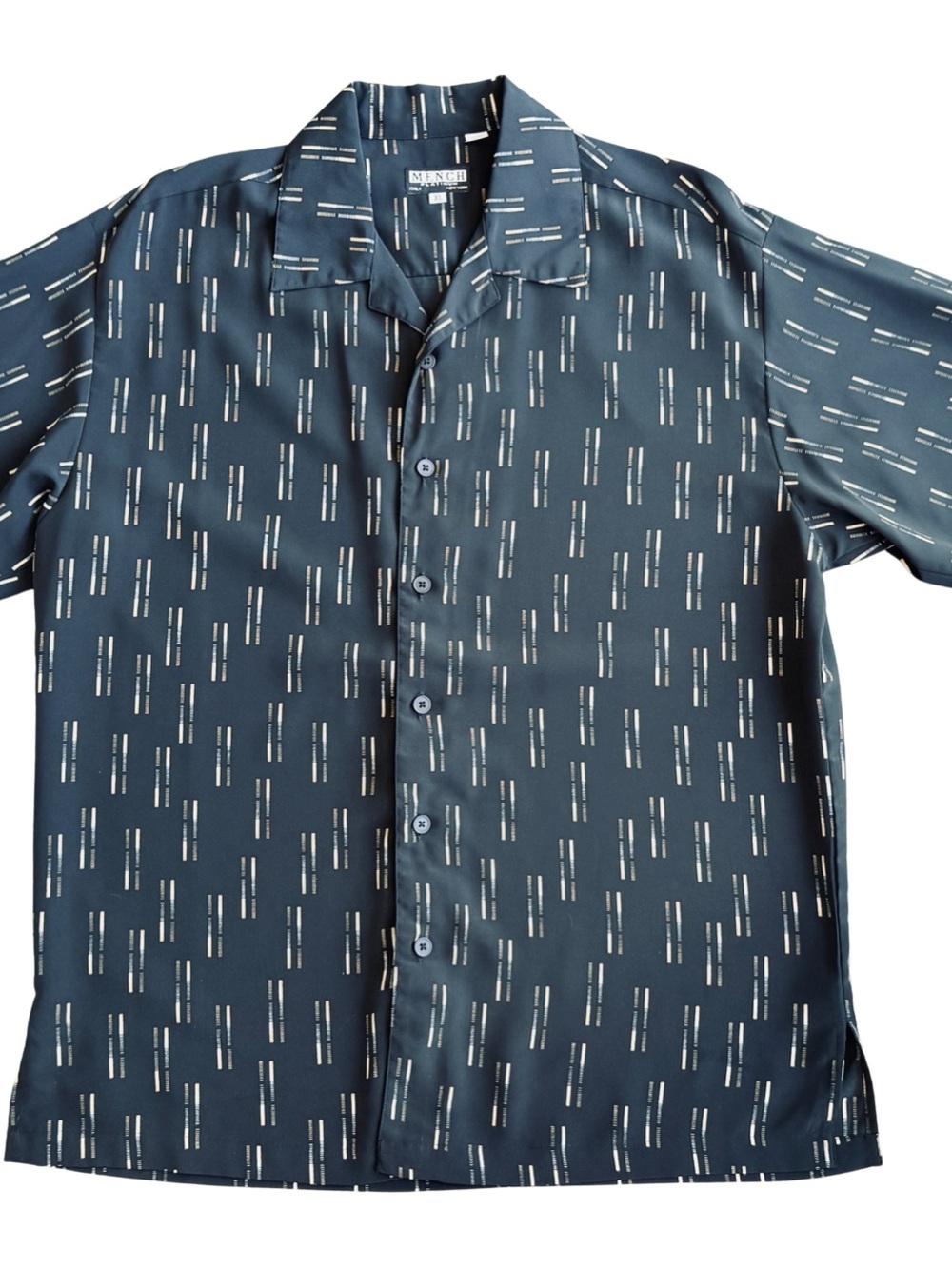 Black Short-Sleeve Camp Collar Button-Down Shirt - Picture 1 of 2